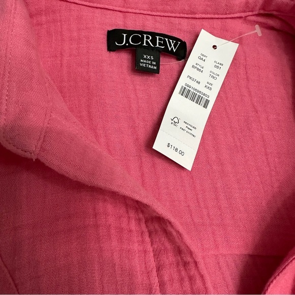 J. Crew Short Sleeve Cotton Gauzy Popover Dress XXS Pink Barbiecore Beachy NWT - Picture 3 of 7